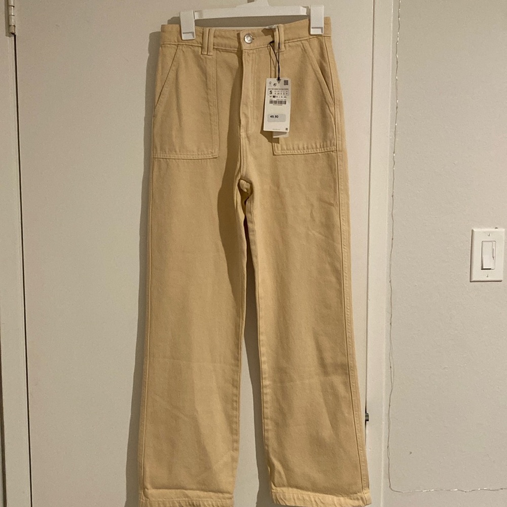Zara yellow buttercream straight leg pants NTW - S